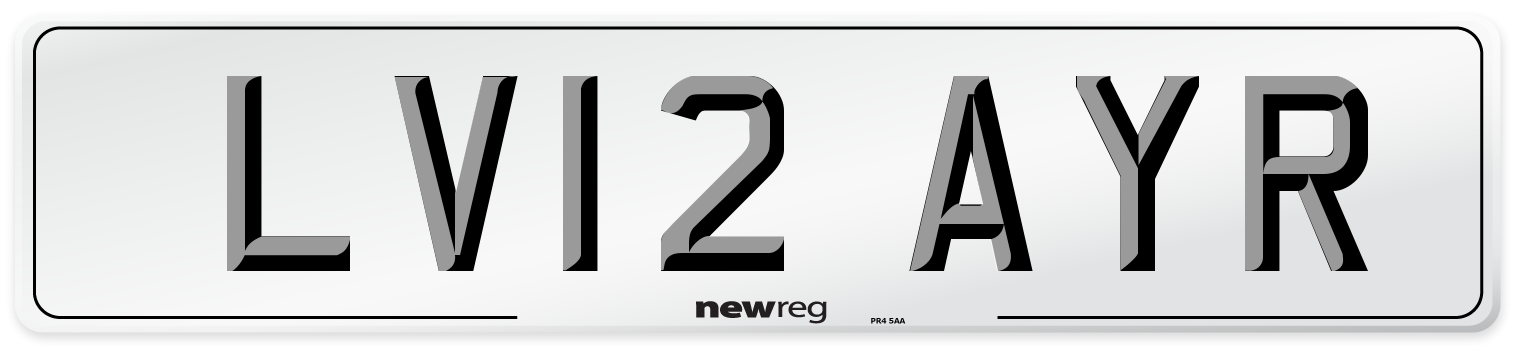 LV12 AYR Number Plate from New Reg